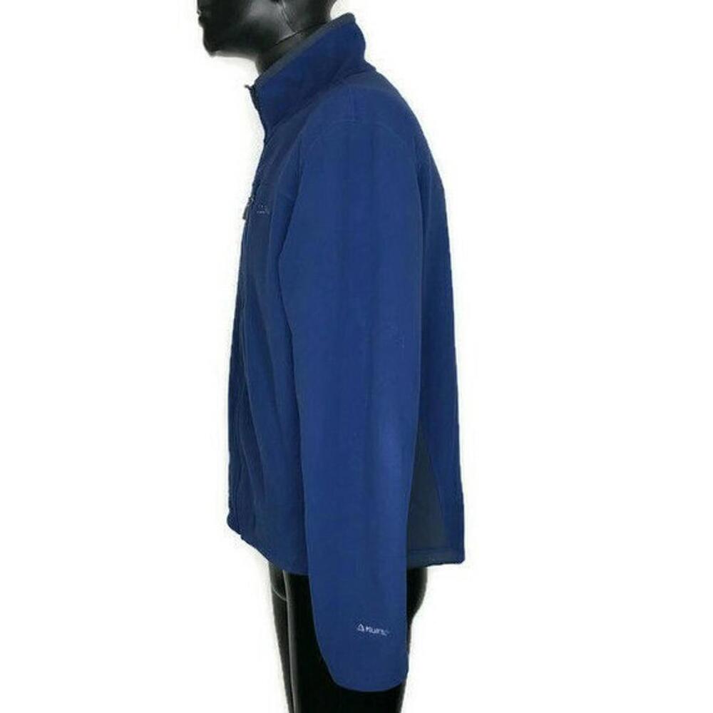 LL Bean Mens Polartec Fleece Full Zip Jacket Blue Grey Size Large EUC - Picture 4 of 6